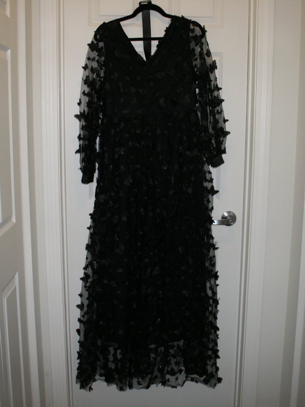 Butterfly Maxi Dress with Sheer Sleeves